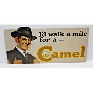 I'd walk a mile for a CAMEL Vintage Metal Sign 9" x 19.5" home room bar décor